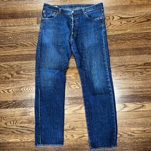 Levi's 501 '93 Button Fly Denim Jeans Mens 36x32 Cotton Straight Leg Dark Wash